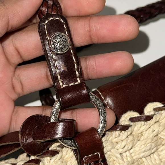 Brighton Woven and Leather Shoulder Bag With Heart Pendant And Floral Accent - Picture 5 of 7